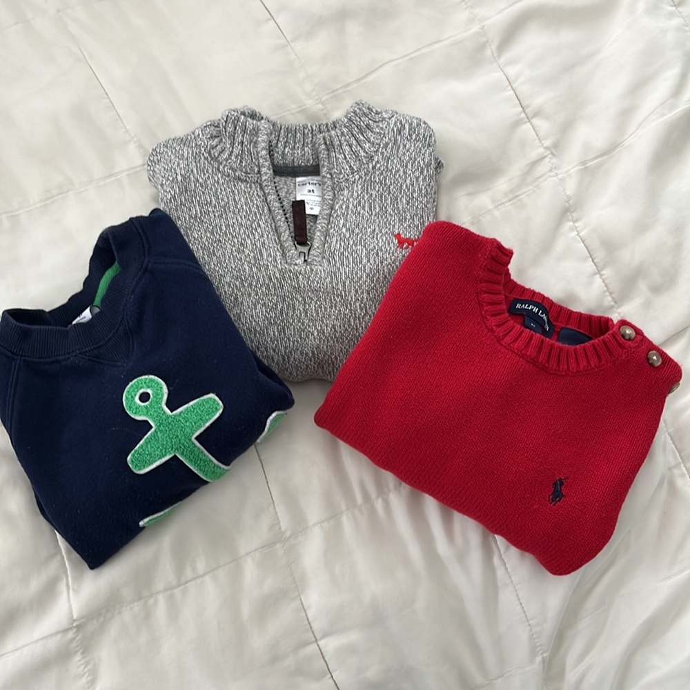 2T sweaters and sweatshirt. (Janie and Jack, Ralph Lauren, Carter’s)